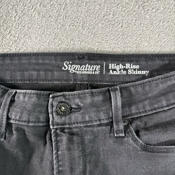 Levi’s Signature High Rise Skinny Ankle Jeans Womens Size 14 32x25 Black Stretch - Picture 7 of 11